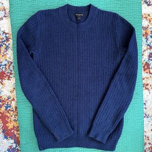 BANANA REPUBLIC NAVY BLUE CHENILLE CREW NECK SWEATER WOMEN XS Classic Preppy EUC